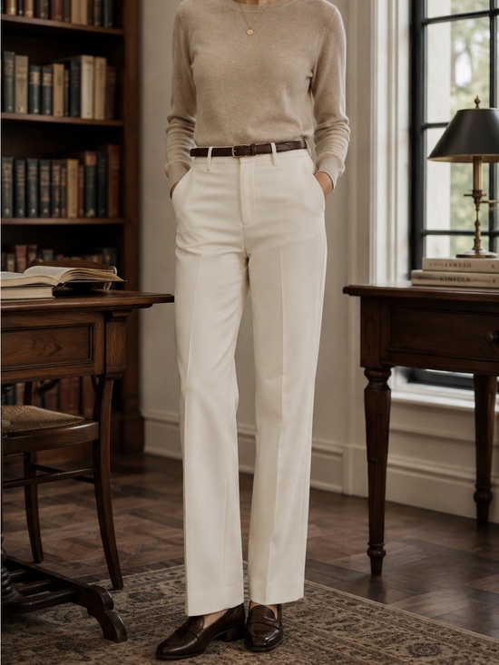 Banana Republic Pants - Banana Republic Martin Pants 12 Long Ivory Straight Leg Stretch Trousers